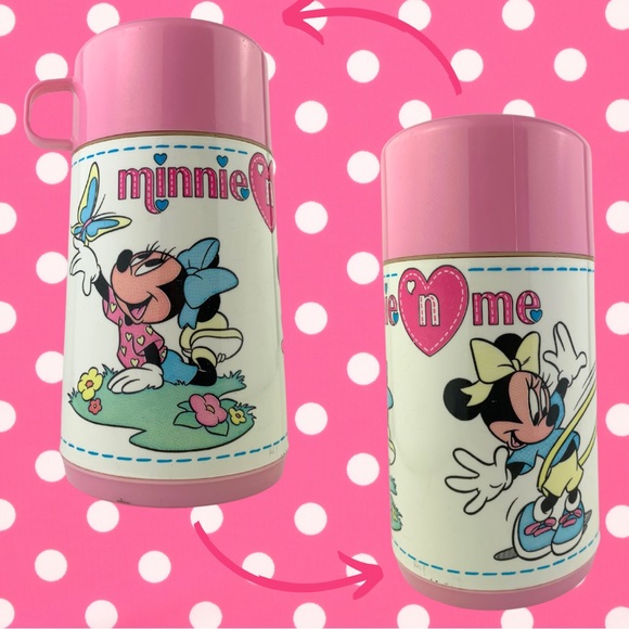 THERMOS ONLY! Vintage 80’s Walt Disney pink Minnie Mouse Aladdin Thermos 8oz - Picture 1 of 4